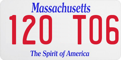 MA license plate 120TO6