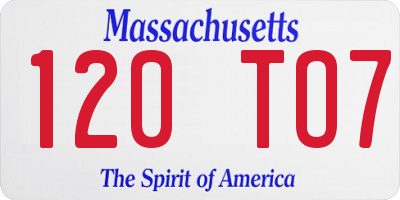 MA license plate 120TO7