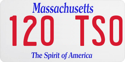 MA license plate 120TS0