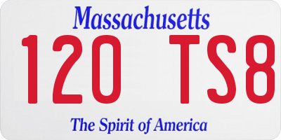 MA license plate 120TS8
