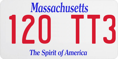 MA license plate 120TT3