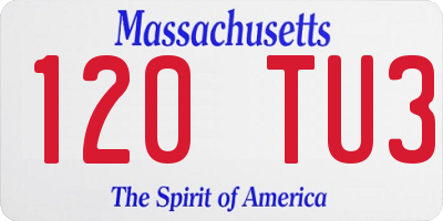 MA license plate 120TU3