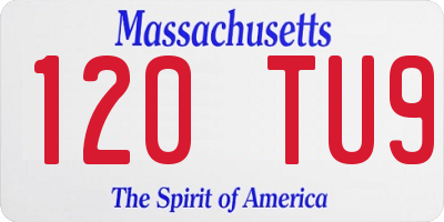 MA license plate 120TU9