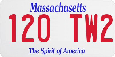 MA license plate 120TW2