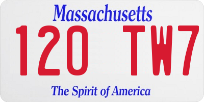 MA license plate 120TW7