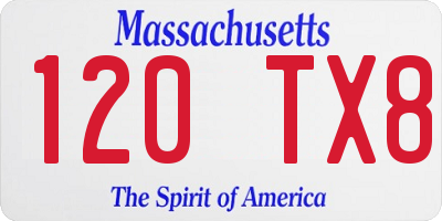 MA license plate 120TX8