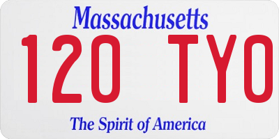 MA license plate 120TY0