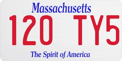 MA license plate 120TY5