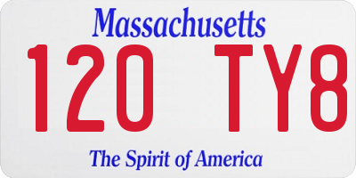 MA license plate 120TY8