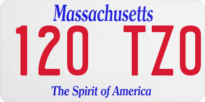 MA license plate 120TZ0