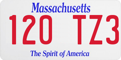 MA license plate 120TZ3