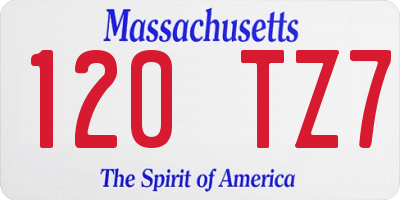 MA license plate 120TZ7