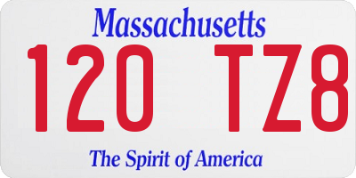 MA license plate 120TZ8