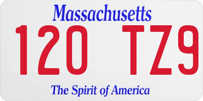 MA license plate 120TZ9