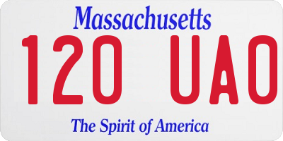 MA license plate 120UA0