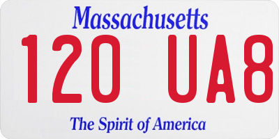 MA license plate 120UA8
