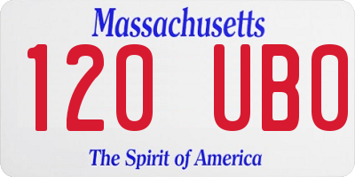 MA license plate 120UB0