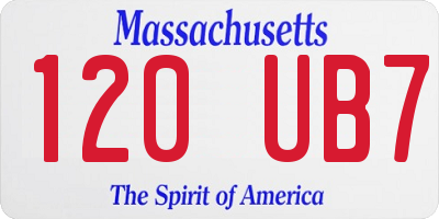 MA license plate 120UB7