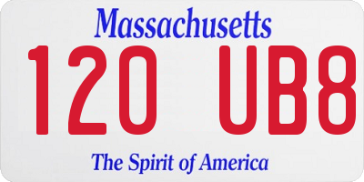 MA license plate 120UB8