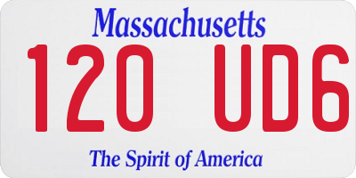 MA license plate 120UD6