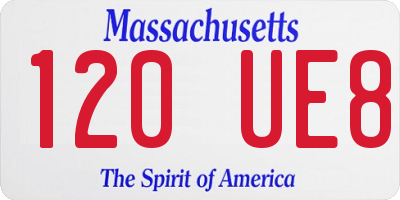 MA license plate 120UE8