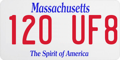 MA license plate 120UF8