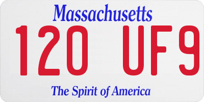 MA license plate 120UF9