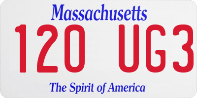 MA license plate 120UG3