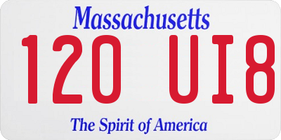 MA license plate 120UI8