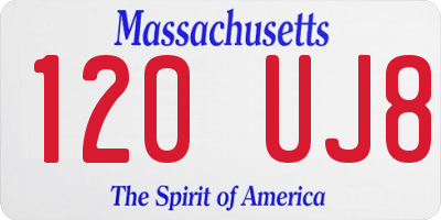 MA license plate 120UJ8