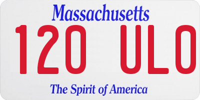 MA license plate 120UL0
