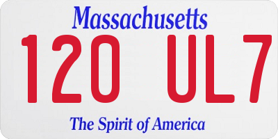 MA license plate 120UL7