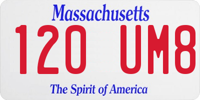 MA license plate 120UM8
