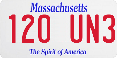 MA license plate 120UN3