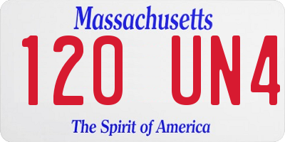 MA license plate 120UN4