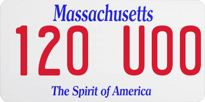 MA license plate 120UO0