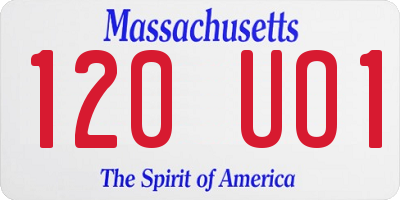MA license plate 120UO1