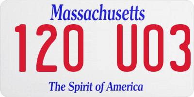 MA license plate 120UO3