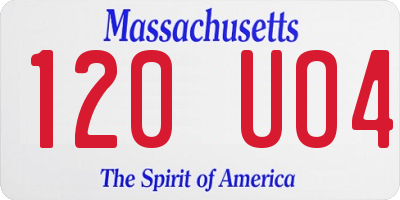 MA license plate 120UO4