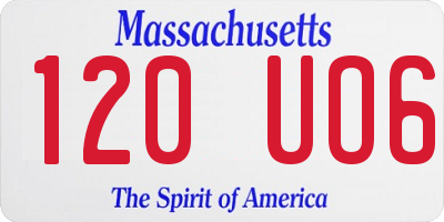 MA license plate 120UO6