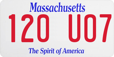 MA license plate 120UO7
