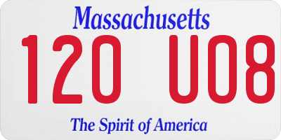 MA license plate 120UO8