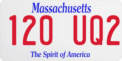 MA license plate 120UQ2