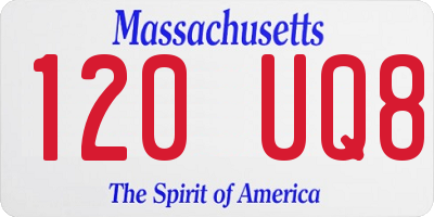 MA license plate 120UQ8