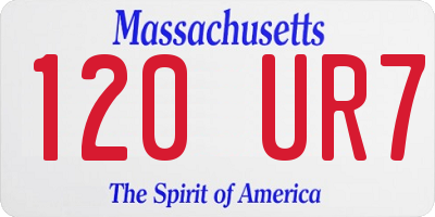 MA license plate 120UR7