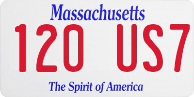 MA license plate 120US7
