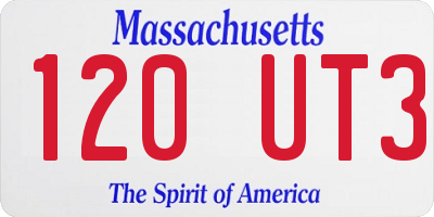 MA license plate 120UT3