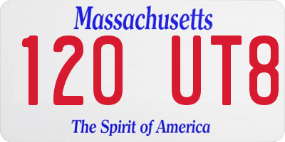 MA license plate 120UT8