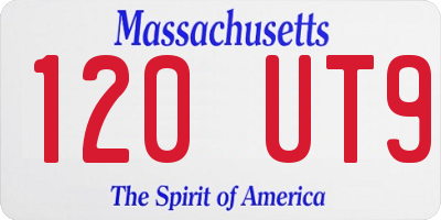 MA license plate 120UT9