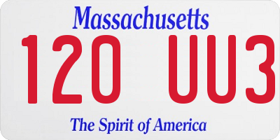 MA license plate 120UU3